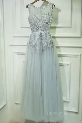 kamahe Round Neck Lace Prom Dresses, Lace Formal Evening Dresses