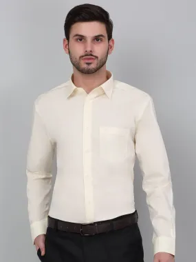 Men's Cream Solid Full Sleeve Formal Shirt