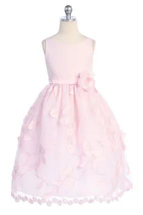 Pink Flower Girl Dresses with Floral Embroidery - 4 Colors