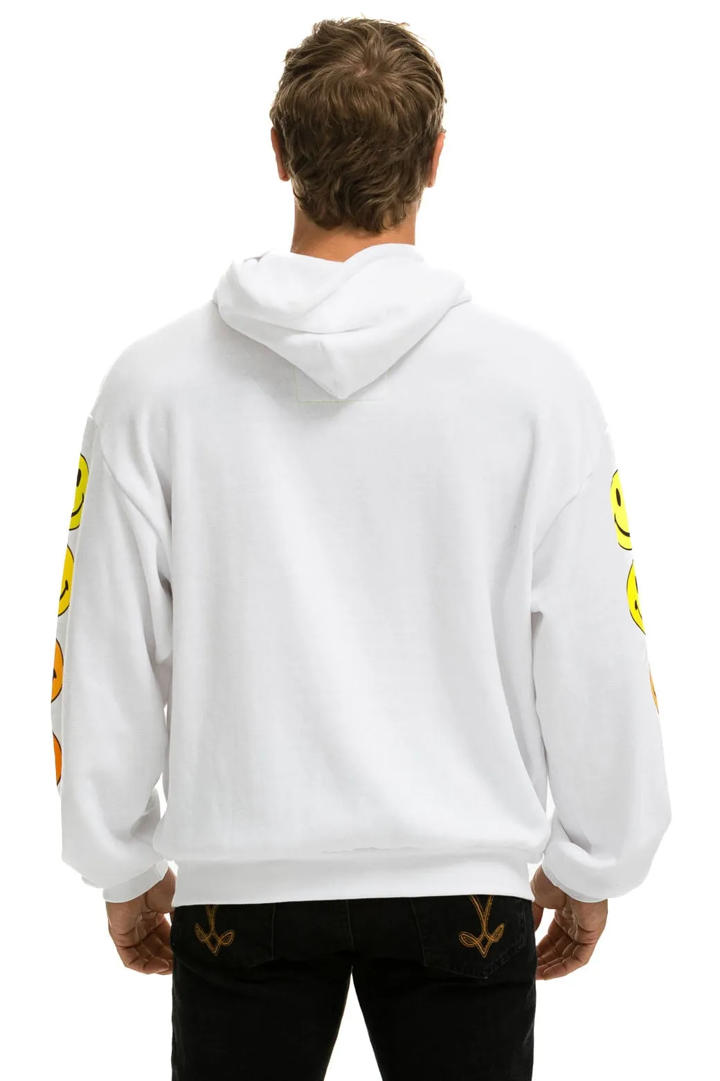 SMILEY SUNSET RELAXED PULLOVER HOODIE - WHITE